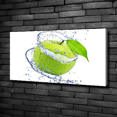 Cuadro canvas moderno de gran formato horizontal manzana verde