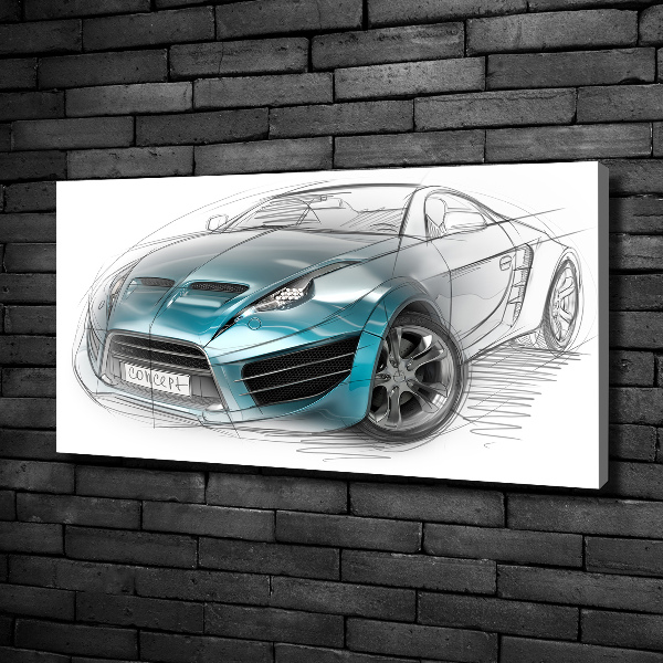 Fotocuadro en lienzo de alta calidad horizontal Boceto de un coche