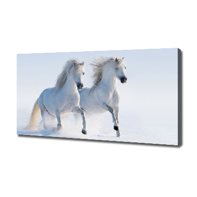 Cuadro canvas moderno de gran formato horizontal Dos caballos en la nieve