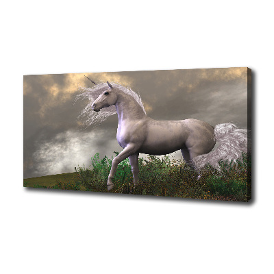 Fotocuadro en lienzo de alta calidad horizontal Unicornio gris