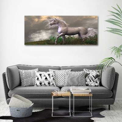 Fotocuadro en lienzo de alta calidad horizontal Unicornio gris