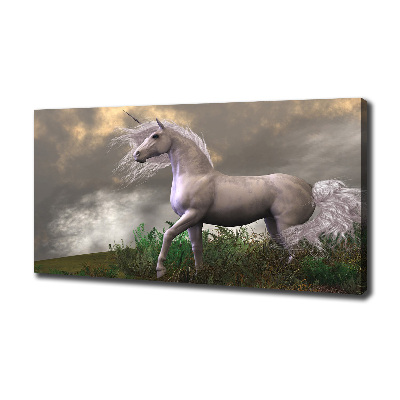 Fotocuadro en lienzo de alta calidad horizontal Unicornio gris