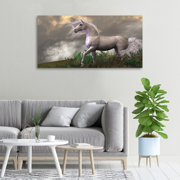 Fotocuadro en lienzo de alta calidad horizontal Unicornio gris