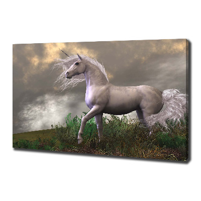 Fotocuadro en lienzo de alta calidad horizontal Unicornio gris