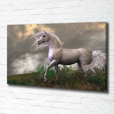Fotocuadro en lienzo de alta calidad horizontal Unicornio gris