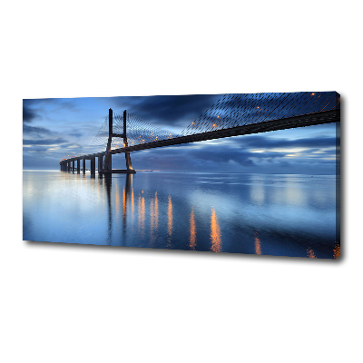 Cuadro canvas moderno de gran formato horizontal Puente iluminado