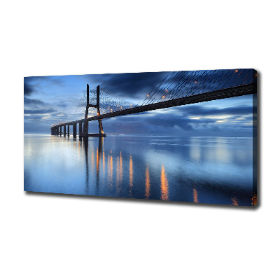 Cuadro canvas moderno de gran formato horizontal Puente iluminado