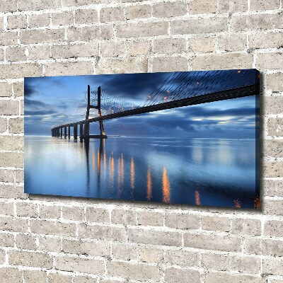Cuadro canvas moderno de gran formato horizontal Puente iluminado