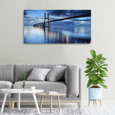Cuadro canvas moderno de gran formato horizontal Puente iluminado
