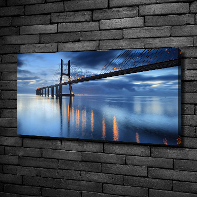 Cuadro canvas moderno de gran formato horizontal Puente iluminado