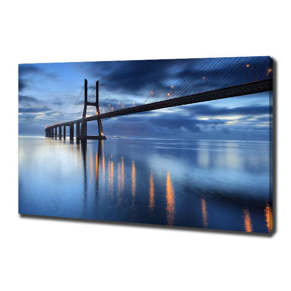 Cuadro canvas moderno de gran formato horizontal Puente iluminado