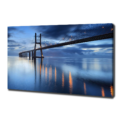 Cuadro canvas moderno de gran formato horizontal Puente iluminado