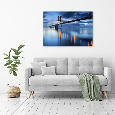 Cuadro canvas moderno de gran formato horizontal Puente iluminado