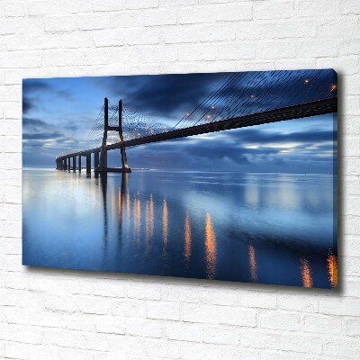 Cuadro canvas moderno de gran formato horizontal Puente iluminado
