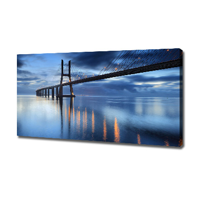Cuadro canvas moderno de gran formato horizontal Puente iluminado