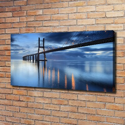 Cuadro canvas moderno de gran formato horizontal Puente iluminado