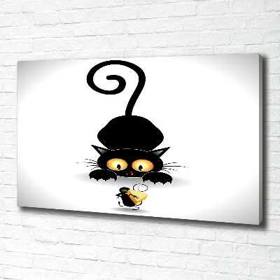 Foto en lienzo con acabado profesional horizontal El gato y el ratón