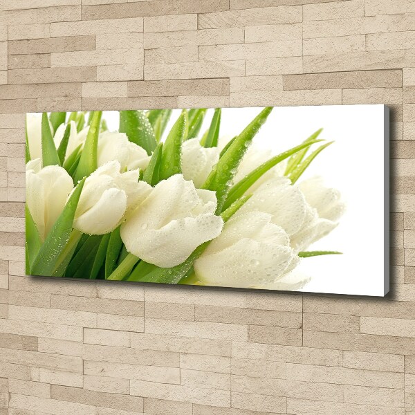 Cuadro canvas con impresión uv duradera horizontal tulipanes blancos