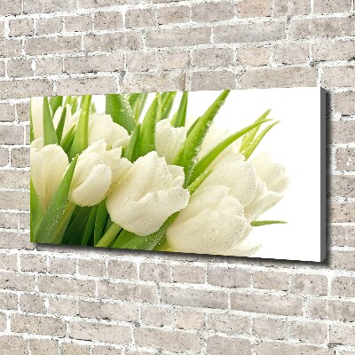 Cuadro canvas con impresión uv duradera horizontal tulipanes blancos