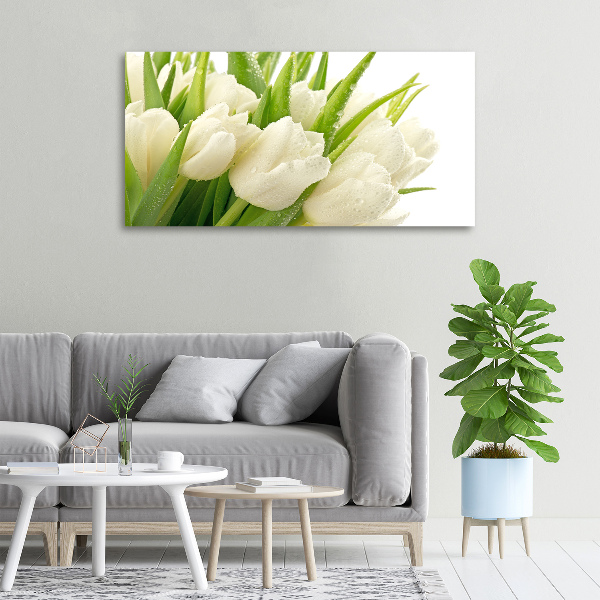 Cuadro canvas con impresión uv duradera horizontal tulipanes blancos