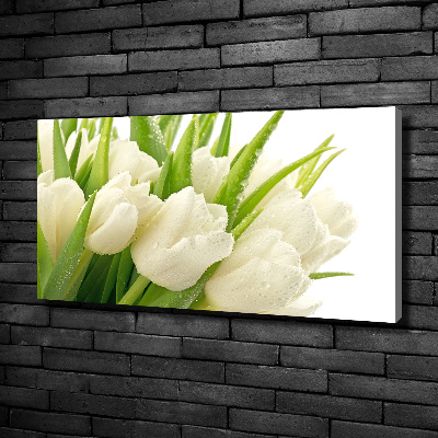 Cuadro canvas con impresión uv duradera horizontal tulipanes blancos