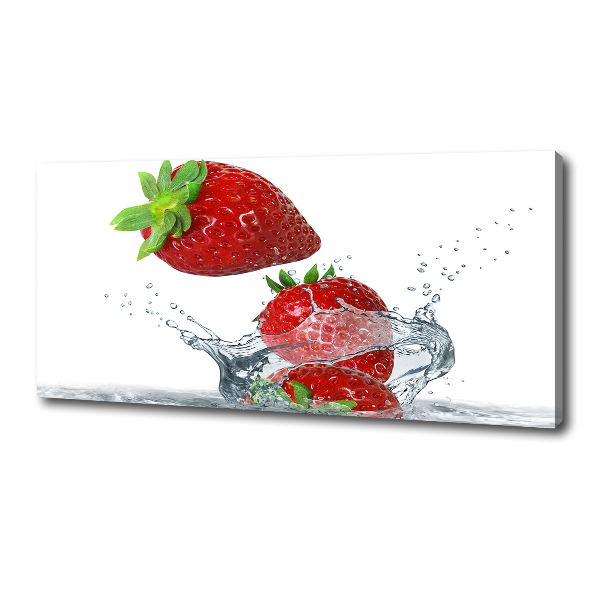 Cuadro canvas moderno de gran formato horizontal Fresas y agua