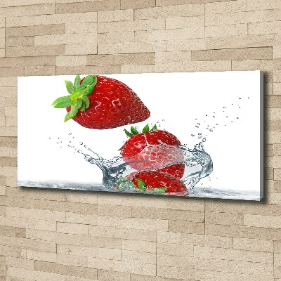 Cuadro canvas moderno de gran formato horizontal Fresas y agua