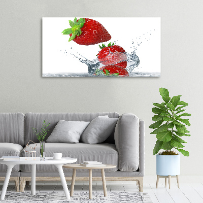 Cuadro canvas moderno de gran formato horizontal Fresas y agua