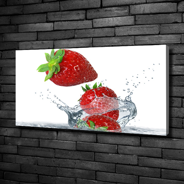 Cuadro canvas moderno de gran formato horizontal Fresas y agua