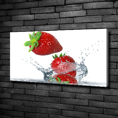 Cuadro canvas moderno de gran formato horizontal Fresas y agua
