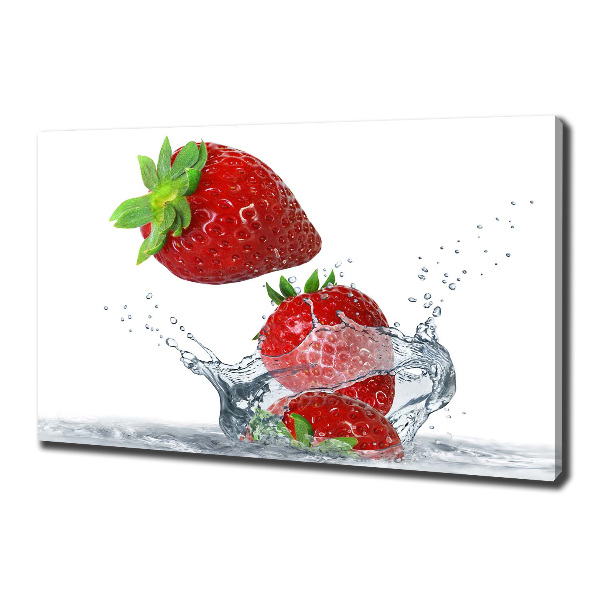 Cuadro canvas moderno de gran formato horizontal Fresas y agua