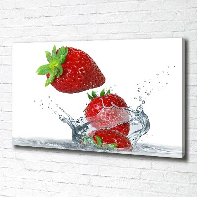 Cuadro canvas moderno de gran formato horizontal Fresas y agua