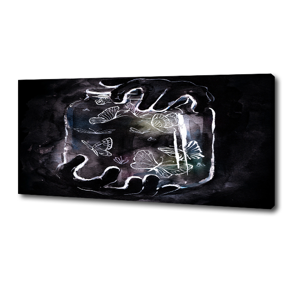 Cuadro canvas con impresión uv duradera horizontal Mariposas en un frasco