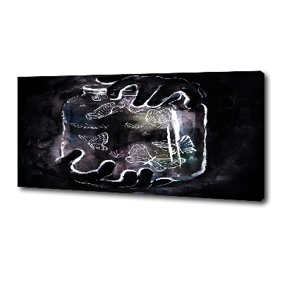Cuadro canvas con impresión uv duradera horizontal Mariposas en un frasco