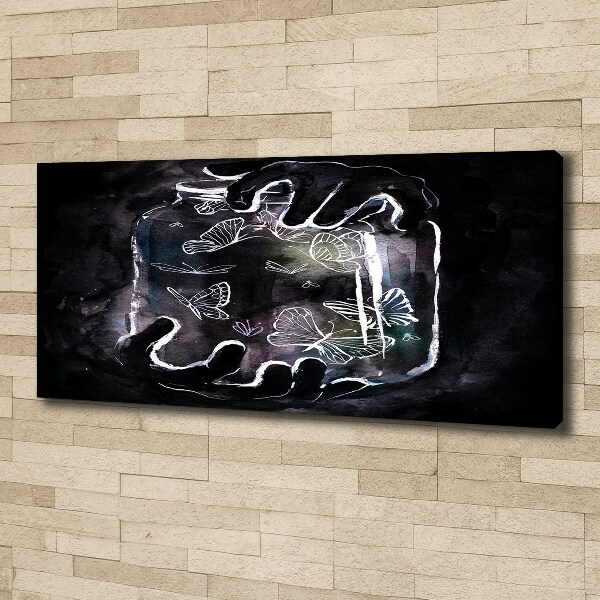 Cuadro canvas con impresión uv duradera horizontal Mariposas en un frasco