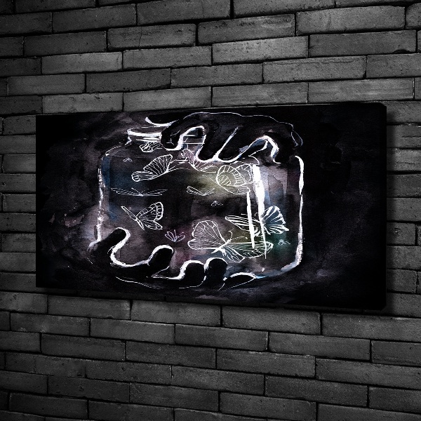 Cuadro canvas con impresión uv duradera horizontal Mariposas en un frasco