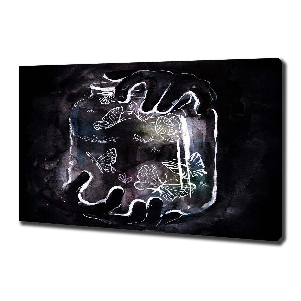 Cuadro canvas con impresión uv duradera horizontal Mariposas en un frasco