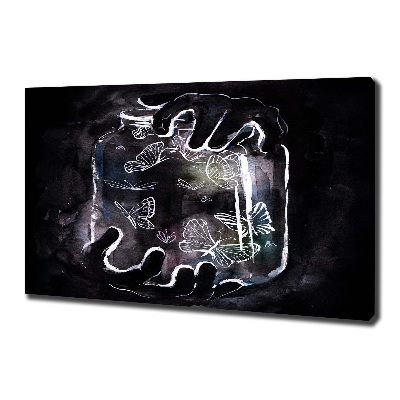 Cuadro canvas con impresión uv duradera horizontal Mariposas en un frasco