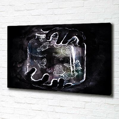 Cuadro canvas con impresión uv duradera horizontal Mariposas en un frasco