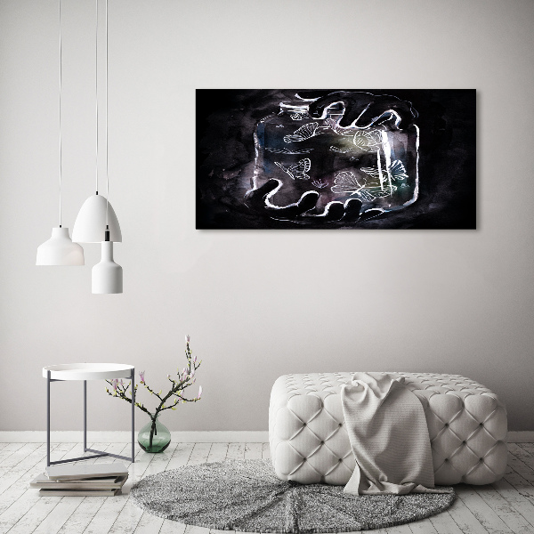 Cuadro canvas con impresión uv duradera horizontal Mariposas en un frasco