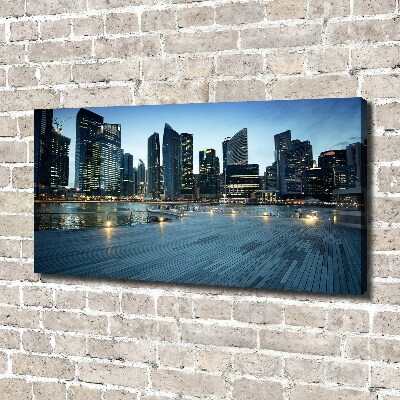Fotocuadro en lienzo de alta calidad horizontal Singapur de noche