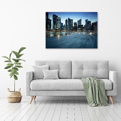 Fotocuadro en lienzo de alta calidad horizontal Singapur de noche