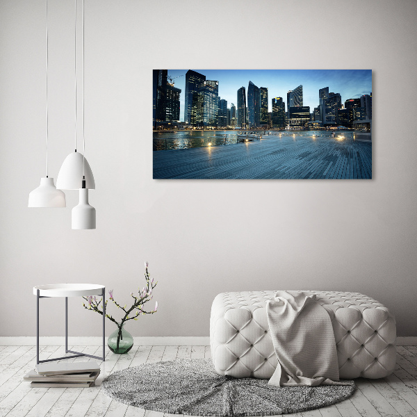 Fotocuadro en lienzo de alta calidad horizontal Singapur de noche