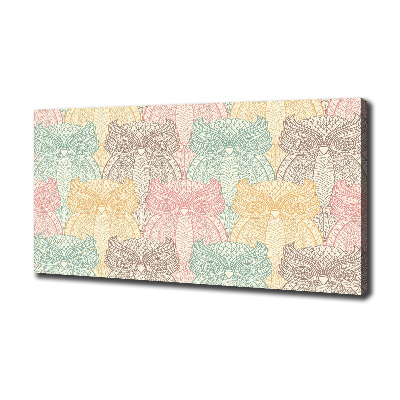 Cuadro canvas moderno de gran formato horizontal Búhos