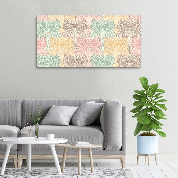 Cuadro canvas moderno de gran formato horizontal Búhos