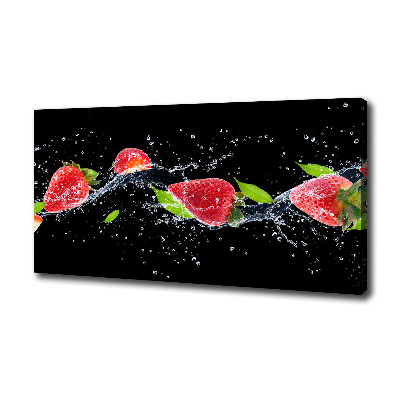 Fotocuadro en lienzo de alta calidad horizontal Fresas y agua