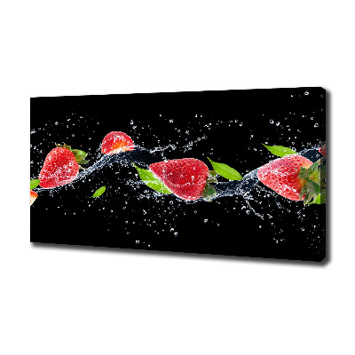Fotocuadro en lienzo de alta calidad horizontal Fresas y agua