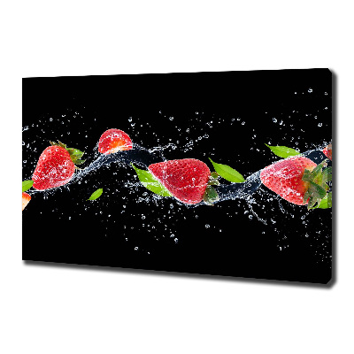 Fotocuadro en lienzo de alta calidad horizontal Fresas y agua
