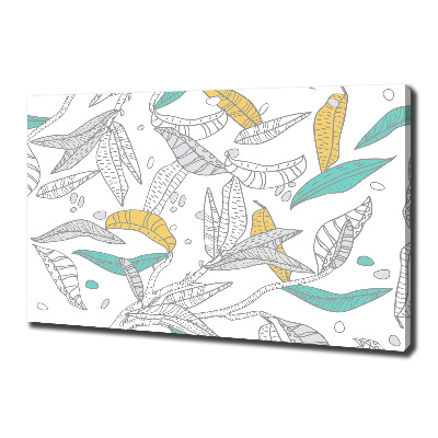 Cuadro canvas moderno de gran formato horizontal Hojas coloridas