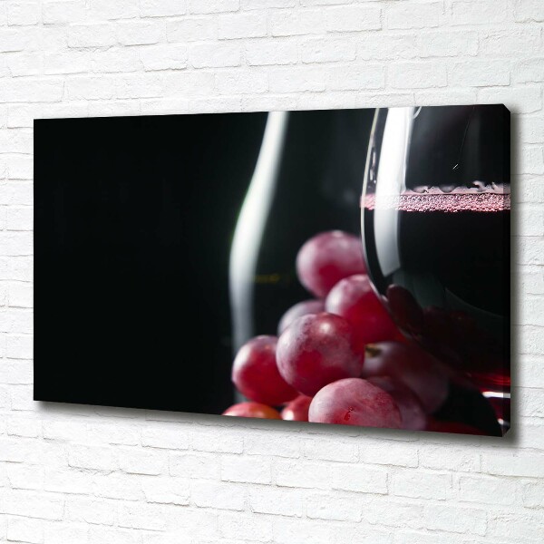 Fotocuadro en lienzo de alta calidad horizontal Uvas y vino